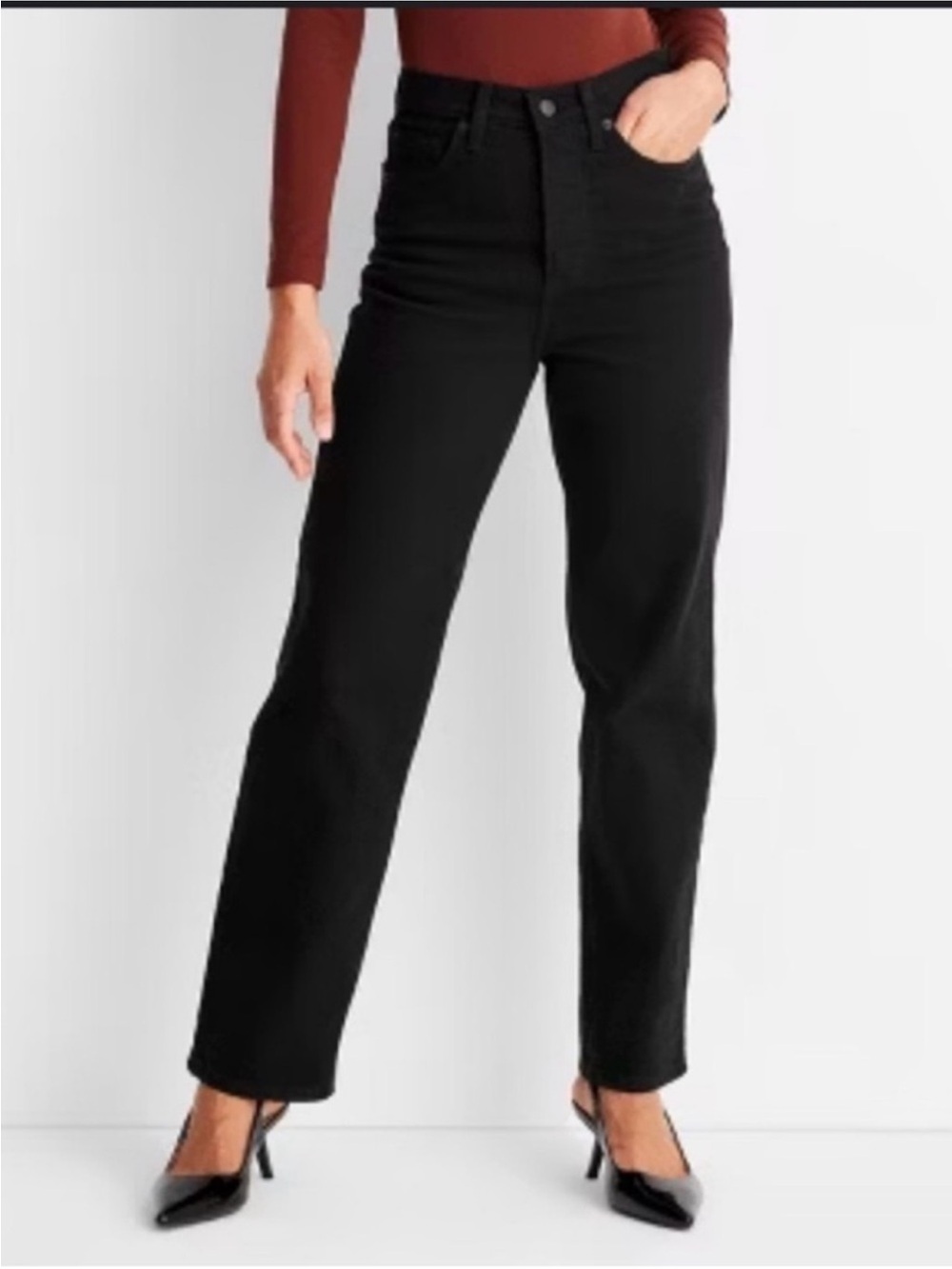 Universal Thread Highest Rise Black Straight Leg Jeans